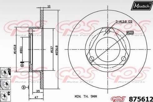 Maxtech 875612.6880 - Гальмівний диск autozip.com.ua