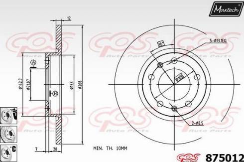 Maxtech 875012.6880 - Гальмівний диск autozip.com.ua