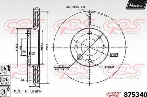 Maxtech 875340.6880 - Гальмівний диск autozip.com.ua