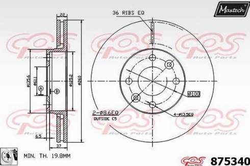 Maxtech 875340.0080 - Гальмівний диск autozip.com.ua