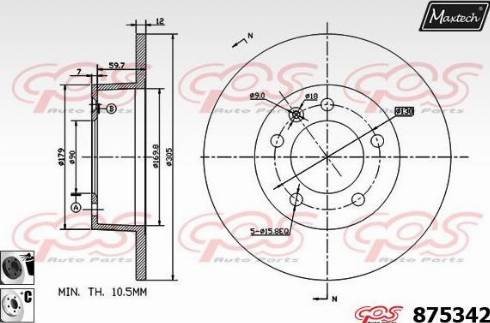 Maxtech 875342.6060 - Гальмівний диск autozip.com.ua