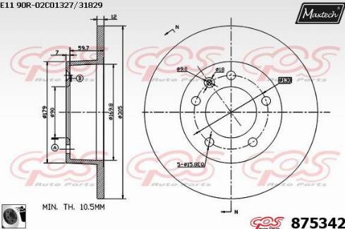 Maxtech 875342.0060 - Гальмівний диск autozip.com.ua