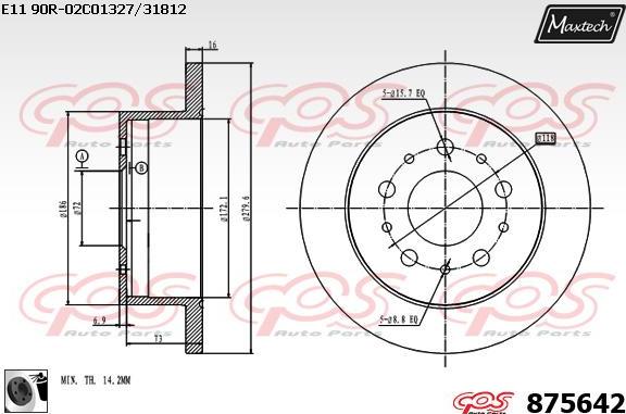 Maxtech 875357 - Гальмівний диск autozip.com.ua