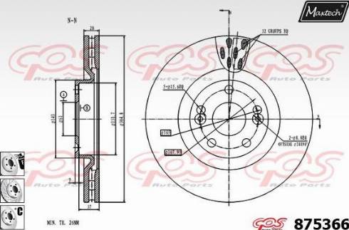 Maxtech 875366.6880 - Гальмівний диск autozip.com.ua