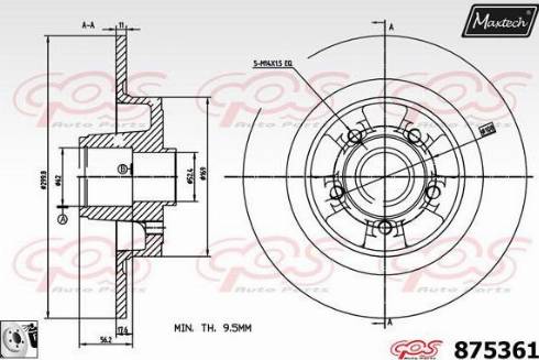 Maxtech 875361.0085 - Гальмівний диск autozip.com.ua