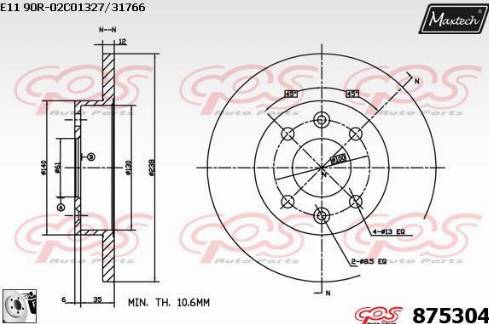 Maxtech 875304.0080 - Гальмівний диск autozip.com.ua