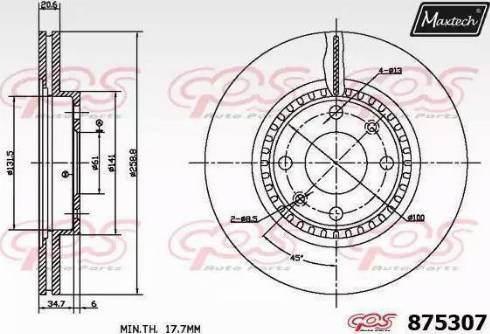 Maxtech 875307.0000 - Гальмівний диск autozip.com.ua