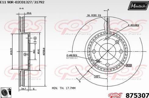 Maxtech 875307.0060 - Гальмівний диск autozip.com.ua