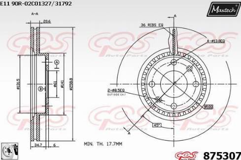 Maxtech 875307.0080 - Гальмівний диск autozip.com.ua