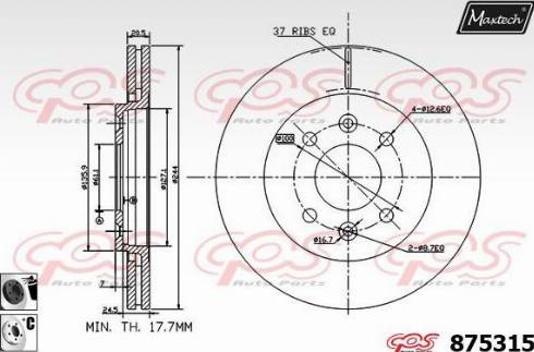 Maxtech 875315.6060 - Гальмівний диск autozip.com.ua