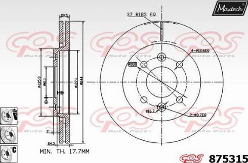 Maxtech 875315.6880 - Гальмівний диск autozip.com.ua