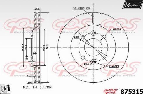 Maxtech 875315.0080 - Гальмівний диск autozip.com.ua