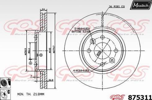 Maxtech 875311.6060 - Гальмівний диск autozip.com.ua