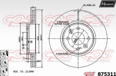 Maxtech 875311.6880 - Гальмівний диск autozip.com.ua