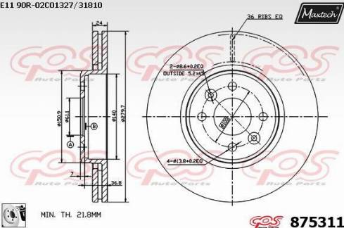 Maxtech 875311.0080 - Гальмівний диск autozip.com.ua