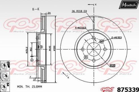 Maxtech 875339.6880 - Гальмівний диск autozip.com.ua