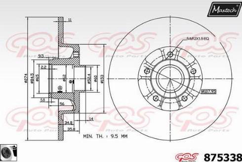 Maxtech 875338.0065 - Гальмівний диск autozip.com.ua