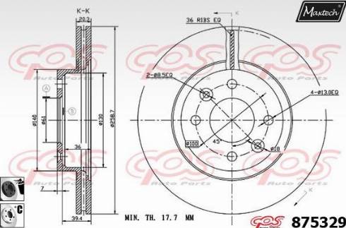 Maxtech 875329.6060 - Гальмівний диск autozip.com.ua