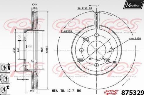 Maxtech 875329.6880 - Гальмівний диск autozip.com.ua