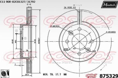 Maxtech 875329.0060 - Гальмівний диск autozip.com.ua