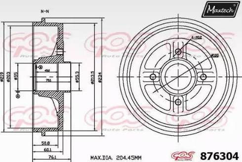 Maxtech 876304.0000 - Гальмівний барабан autozip.com.ua