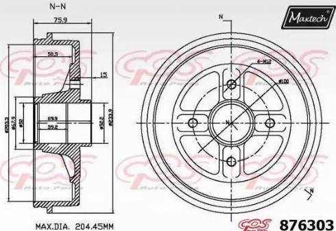 Maxtech 876303.0000 - Гальмівний барабан autozip.com.ua