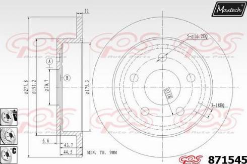 Maxtech 871545.6980 - Гальмівний диск autozip.com.ua