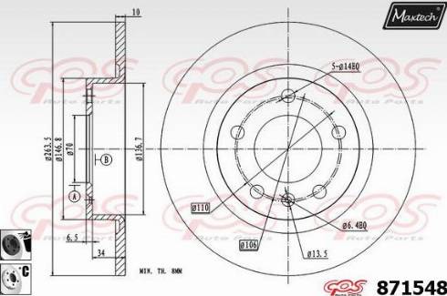 Maxtech 871548.6060 - Гальмівний диск autozip.com.ua