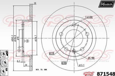 Maxtech 871548.6980 - Гальмівний диск autozip.com.ua