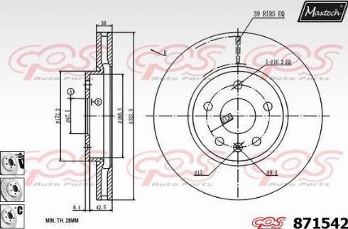 Maxtech 871542.6980 - Гальмівний диск autozip.com.ua