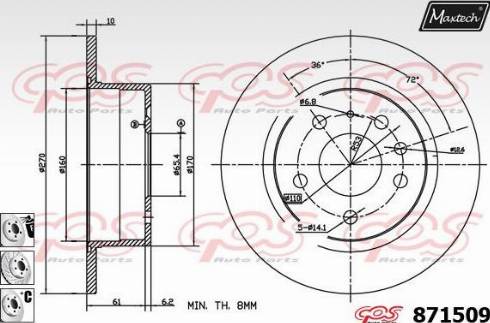 Maxtech 871509.6980 - Гальмівний диск autozip.com.ua