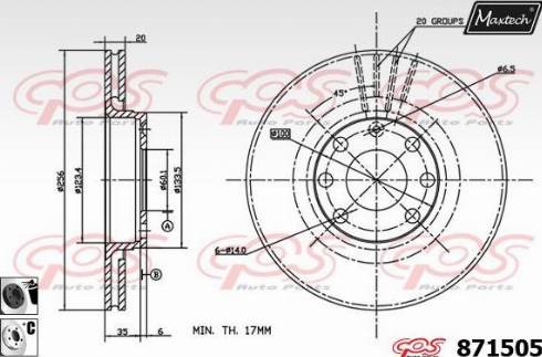 Maxtech 871505.6060 - Гальмівний диск autozip.com.ua