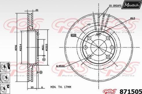 Maxtech 871505.6880 - Гальмівний диск autozip.com.ua