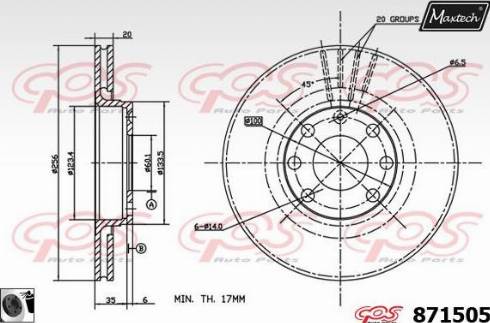 Maxtech 871505.0060 - Гальмівний диск autozip.com.ua