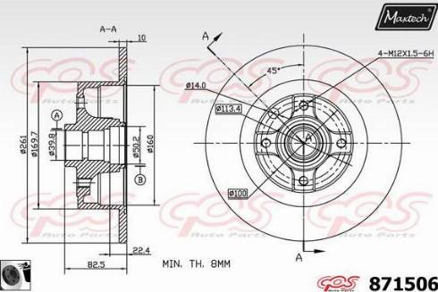 Maxtech 871506.0060 - Гальмівний диск autozip.com.ua