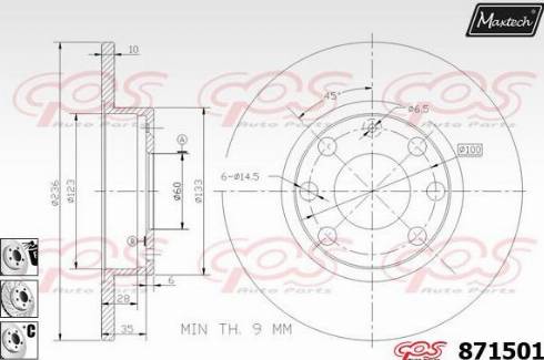 Maxtech 871501.6880 - Гальмівний диск autozip.com.ua