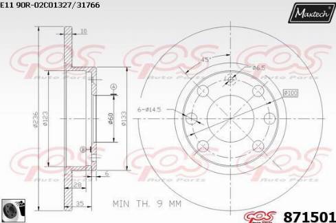 Maxtech 871501.0060 - Гальмівний диск autozip.com.ua