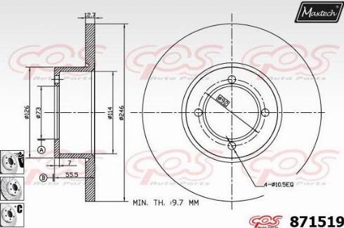 Maxtech 871519.6980 - Гальмівний диск autozip.com.ua