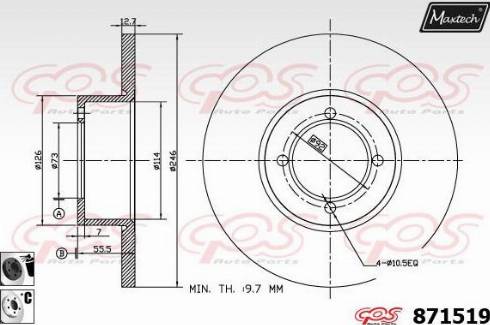 Maxtech 871519.6060 - Гальмівний диск autozip.com.ua