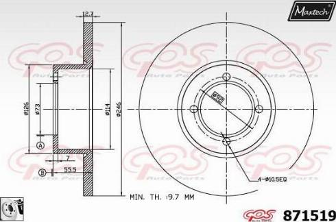 Maxtech 871519.0080 - Гальмівний диск autozip.com.ua