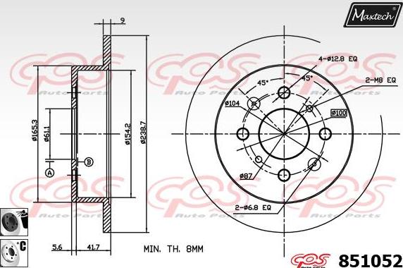 Maxtech 871516 - Гальмівний диск autozip.com.ua