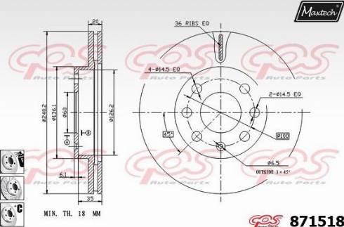 Maxtech 871518.6980 - Гальмівний диск autozip.com.ua