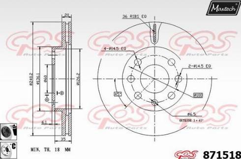 Maxtech 871518.6060 - Гальмівний диск autozip.com.ua