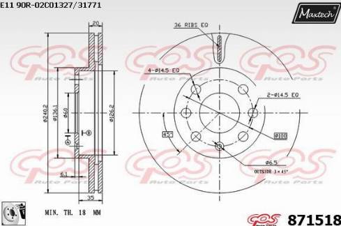 Maxtech 871518.0080 - Гальмівний диск autozip.com.ua