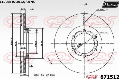 Maxtech 871512.0000 - Гальмівний диск autozip.com.ua