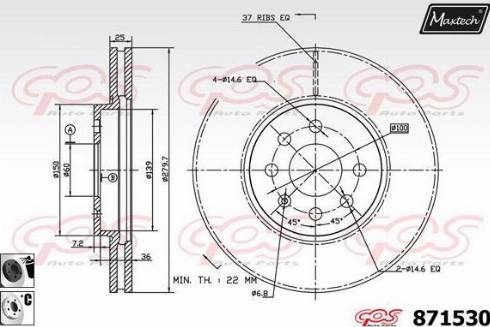 Maxtech 871530.6060 - Гальмівний диск autozip.com.ua