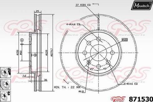 Maxtech 871530.6880 - Гальмівний диск autozip.com.ua