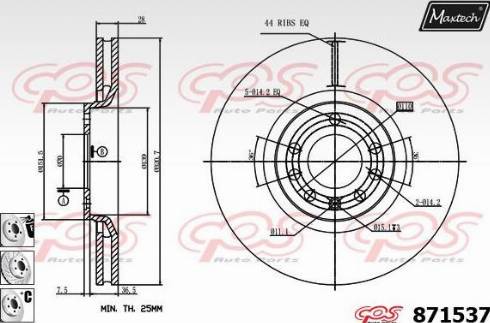 Maxtech 871537.6880 - Гальмівний диск autozip.com.ua