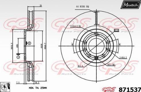 Maxtech 871537.0080 - Гальмівний диск autozip.com.ua