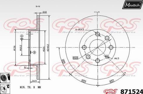 Maxtech 871524.6060 - Гальмівний диск autozip.com.ua